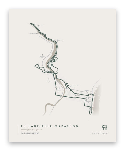 Philadelphia Marathon Map (Personalized)