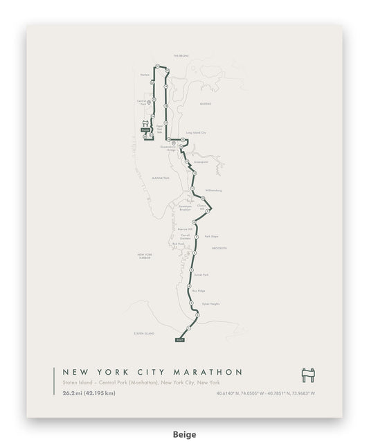 New York City Marathon Map (Personalized)