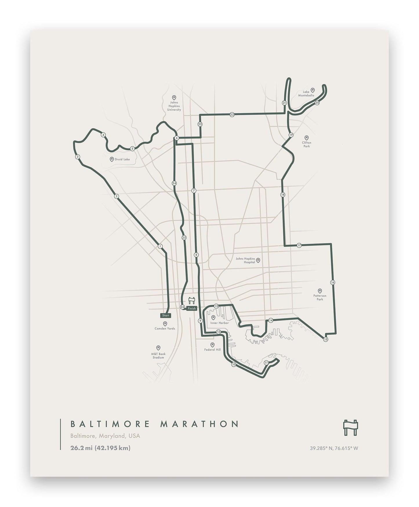 Baltimore Marathon Map (Personalized)