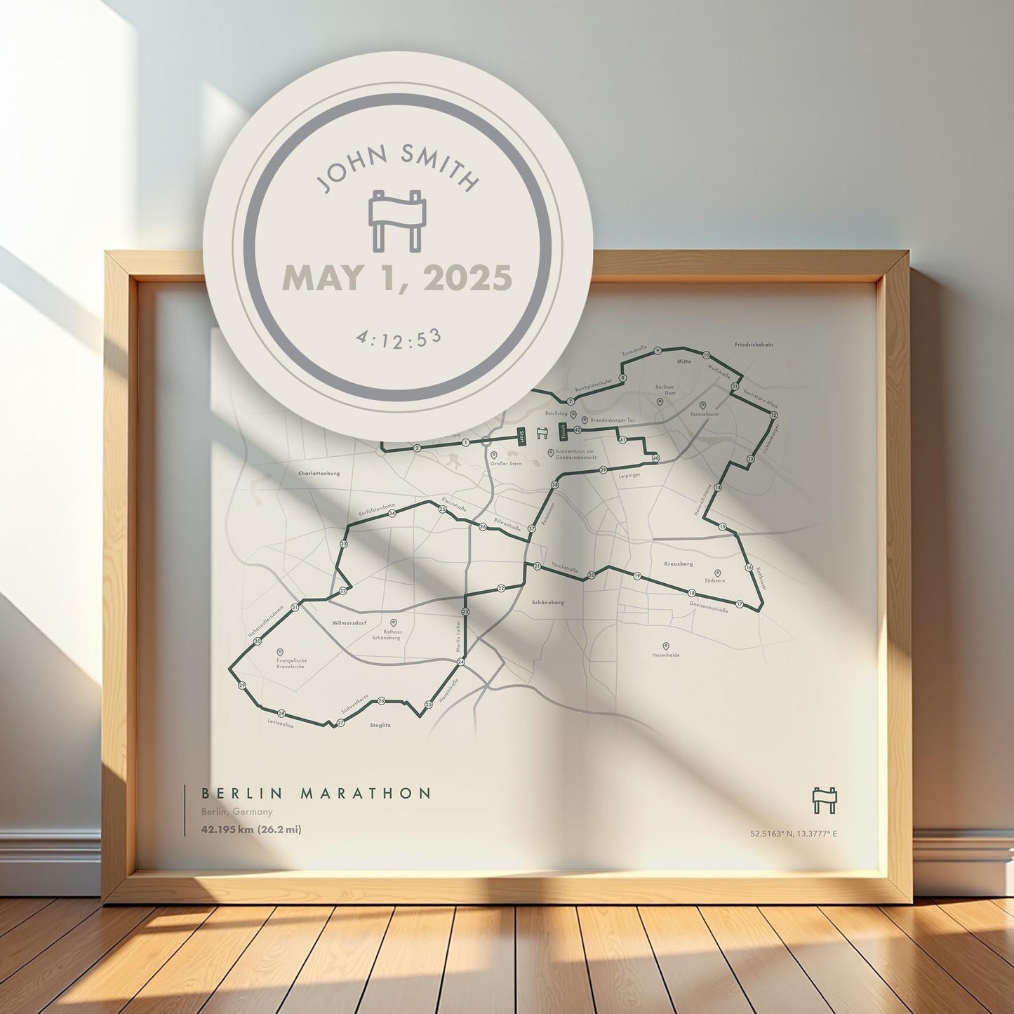 Berlin Marathon Route Map Poster (Personalized)