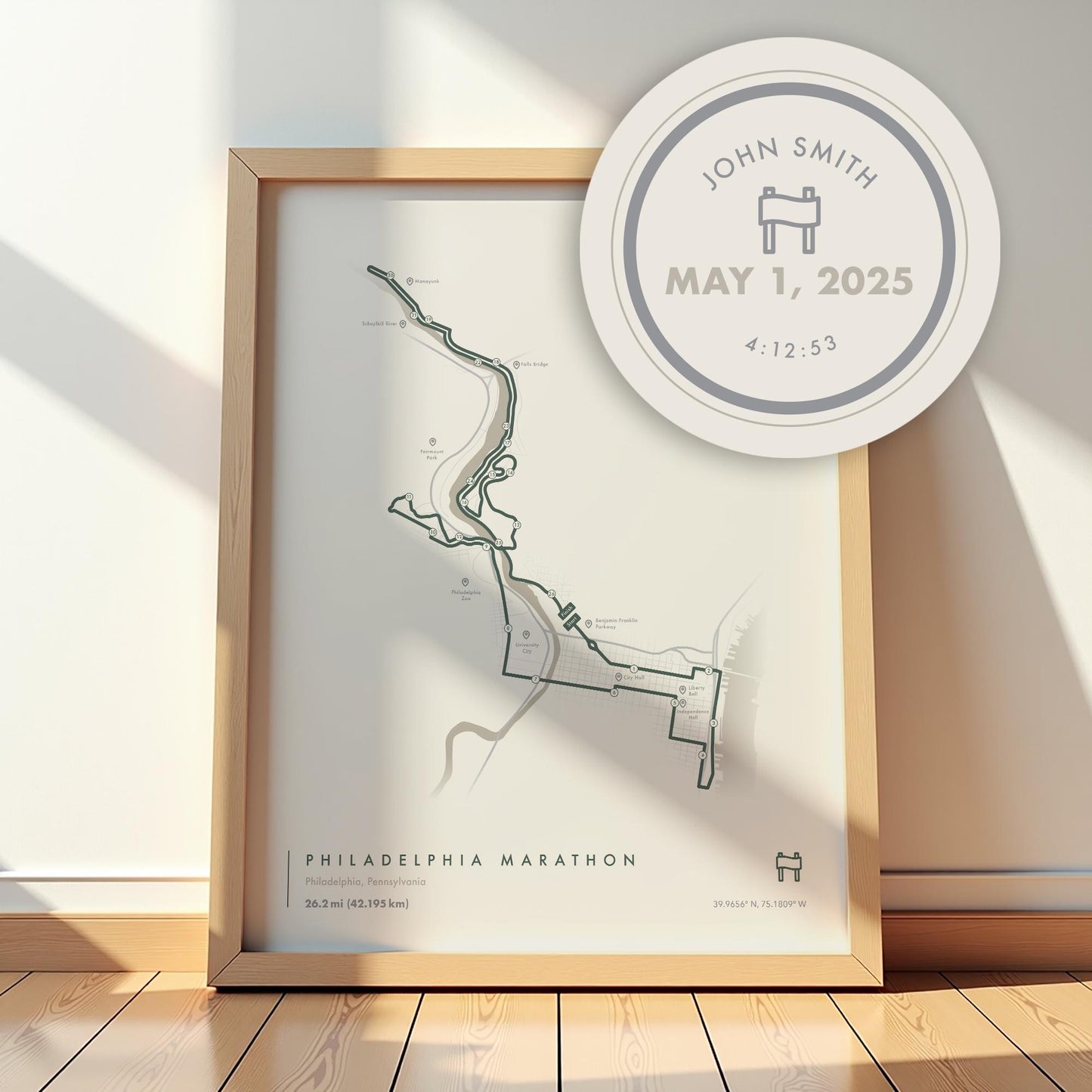 Philadelphia Marathon Route Map Poster (Personalized)