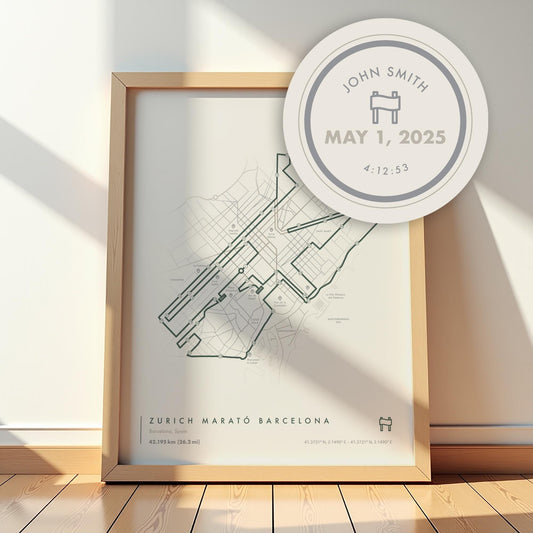 Barcelona Marathon Route Map Poster (Personalized)