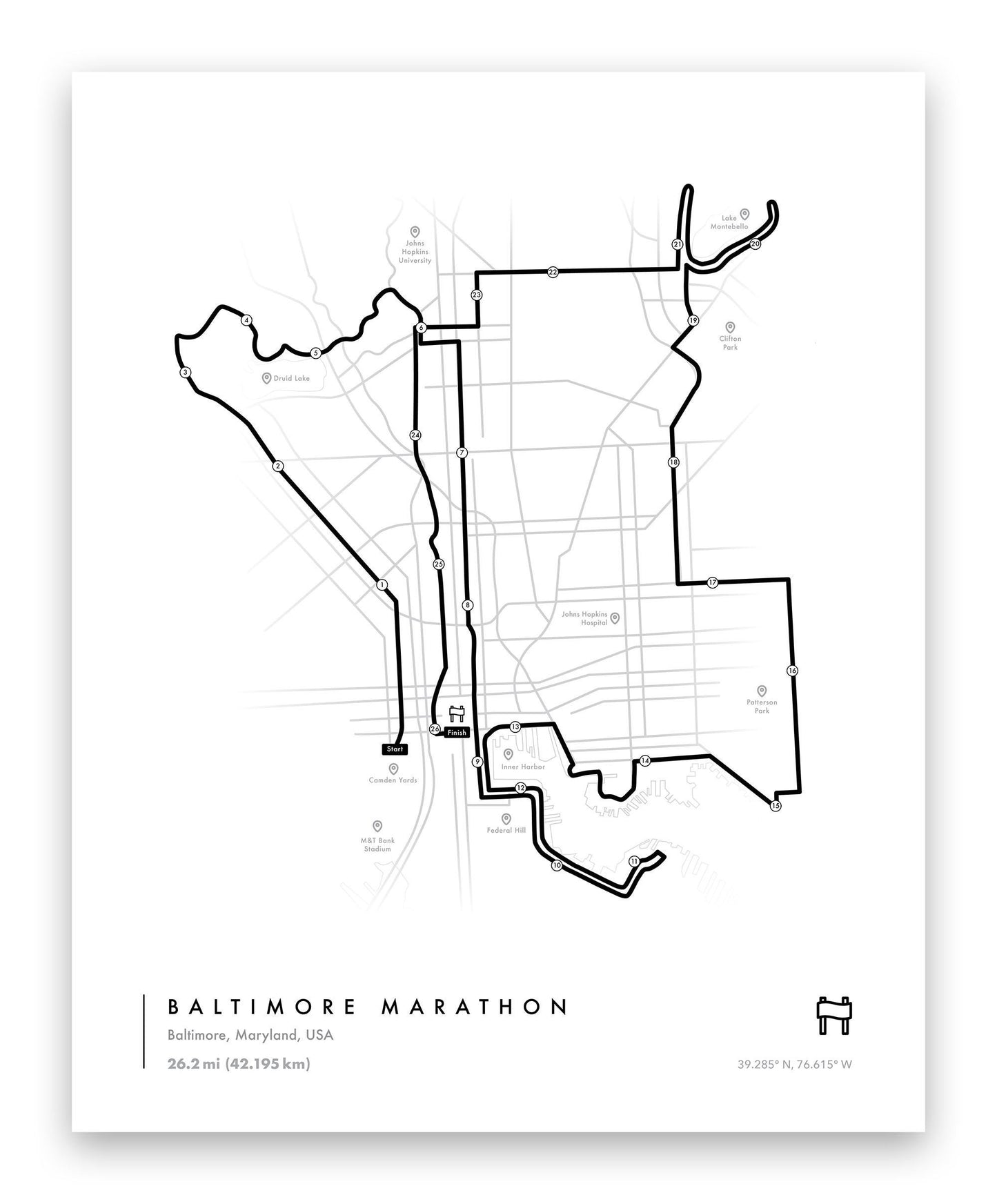 Baltimore Marathon Map (Personalized)