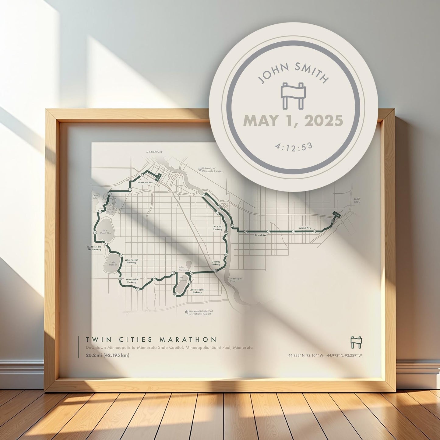 Twin Cities Marathon Map (Personalized)