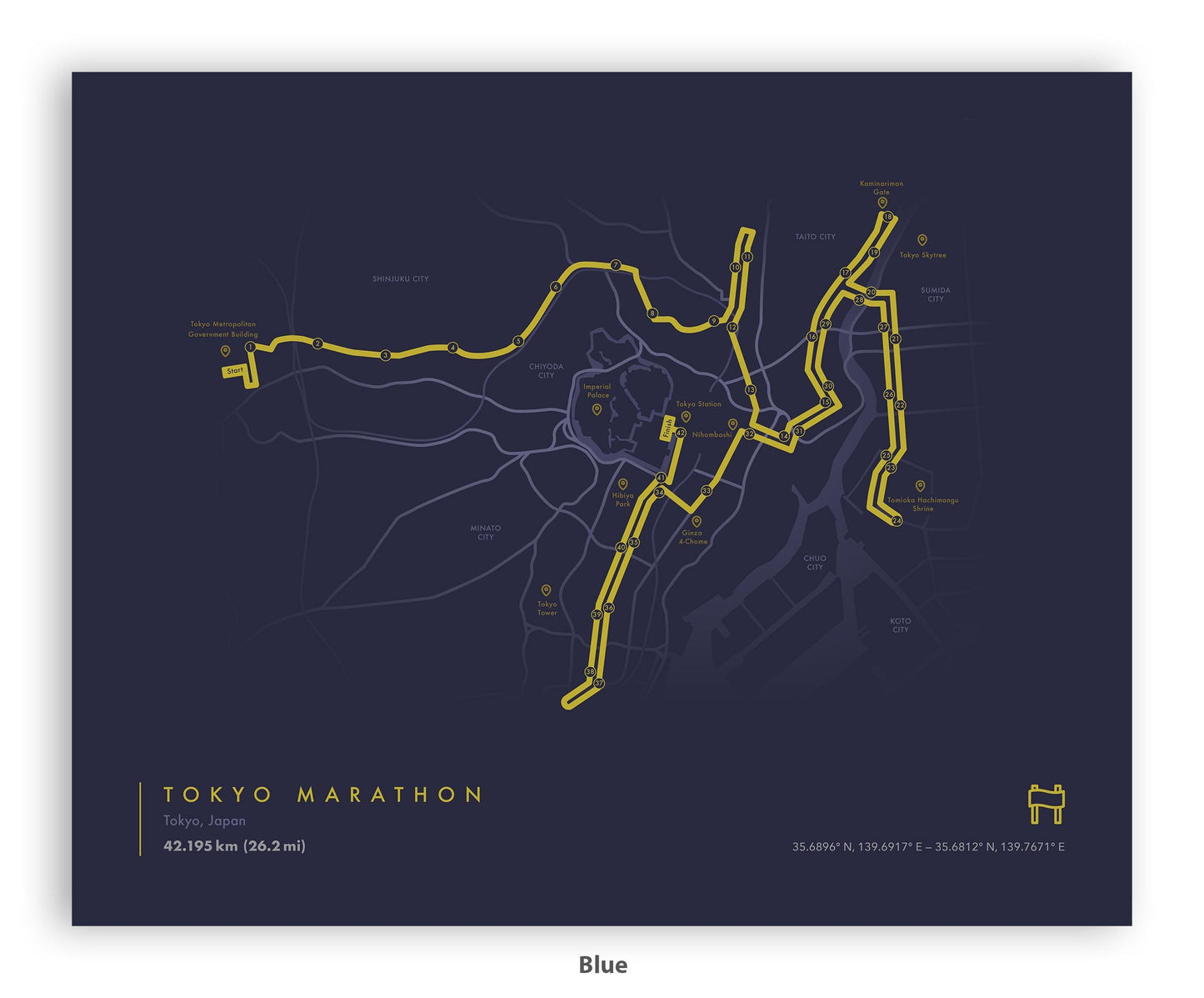 Tokyo Marathon Route Map Poster (Personalized)