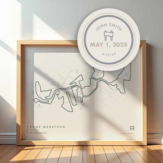 Rome Marathon Route Map Poster (Personalized)