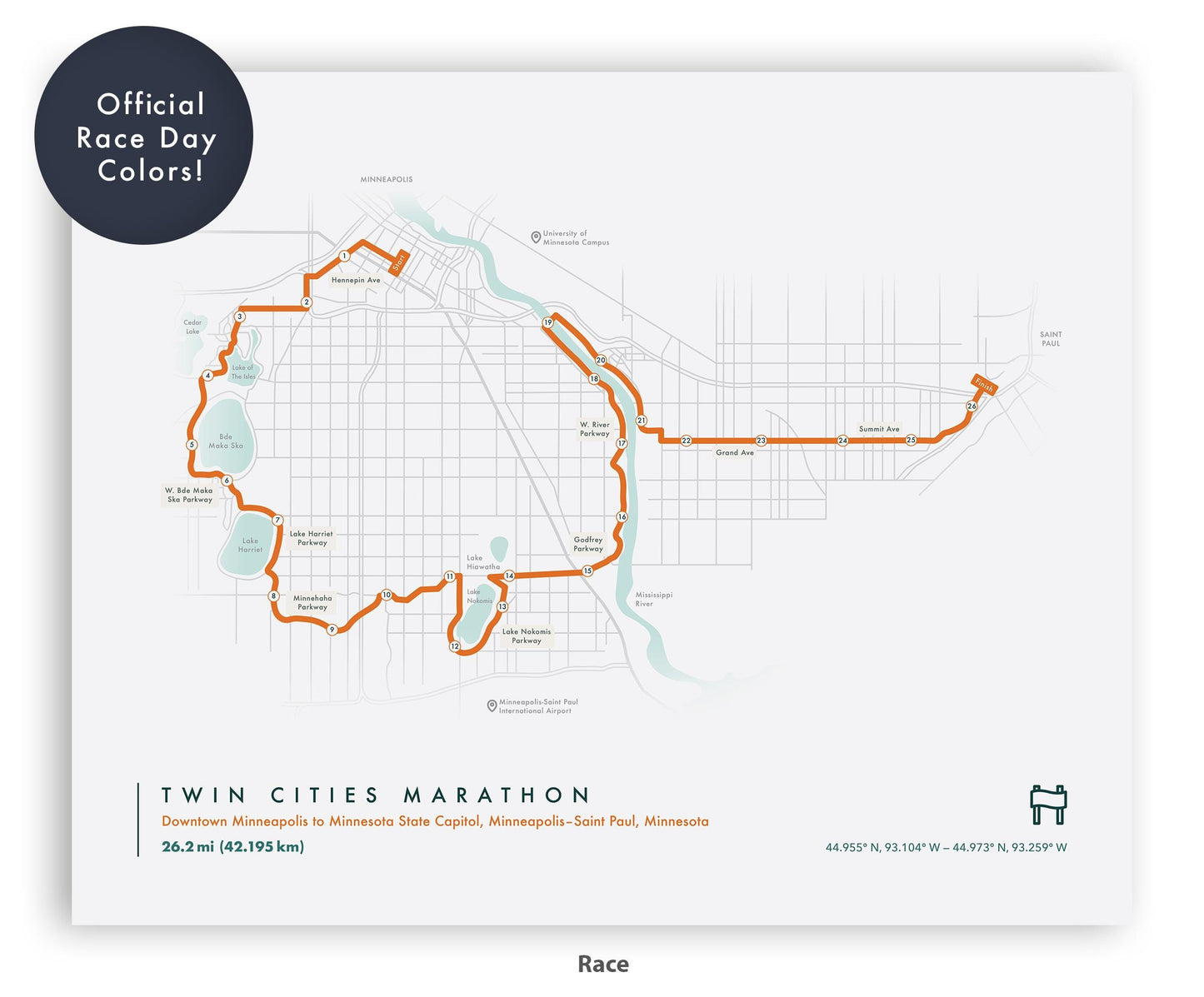 Twin Cities Marathon Map (Personalized)