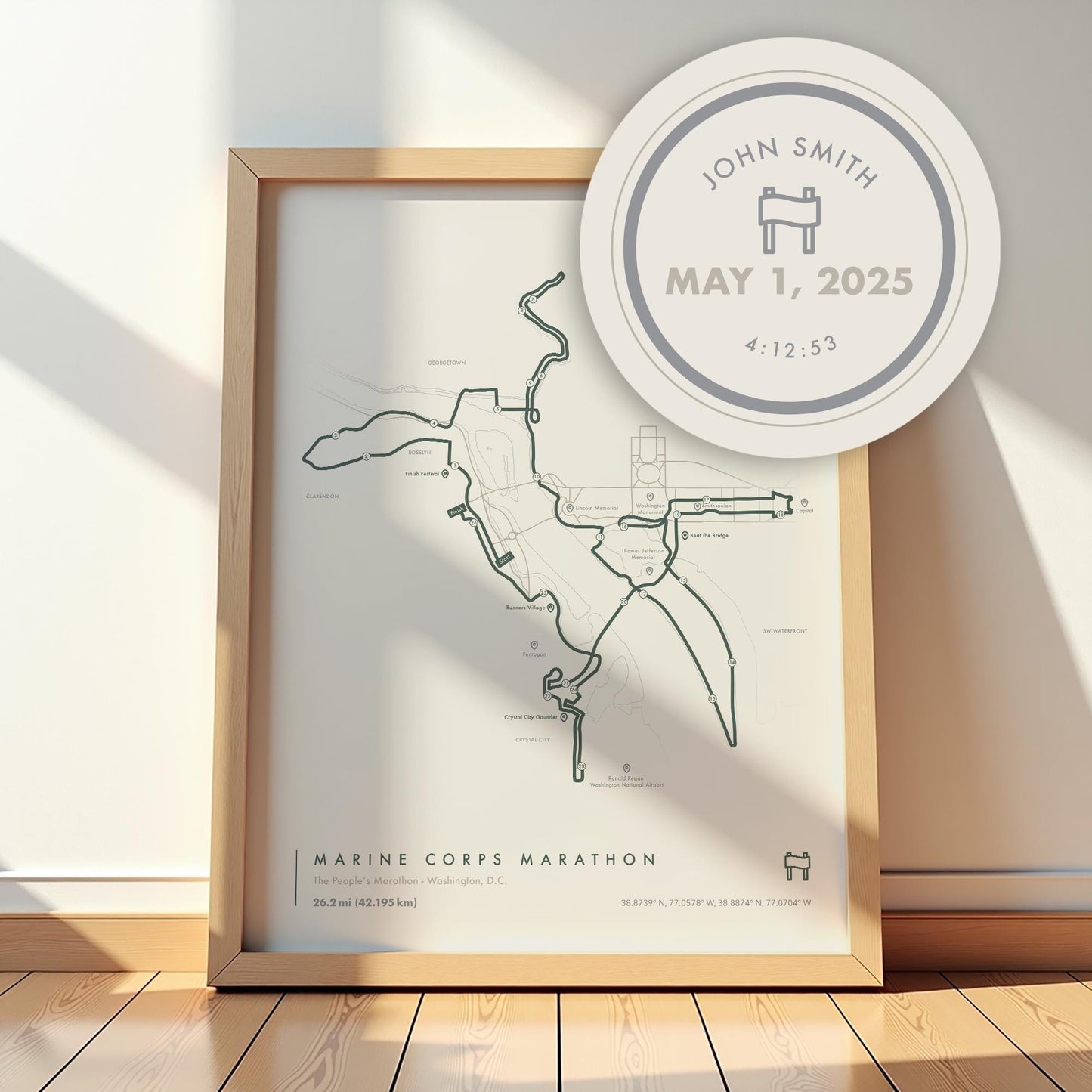 Marine Corps Marathon Map (Personalized)