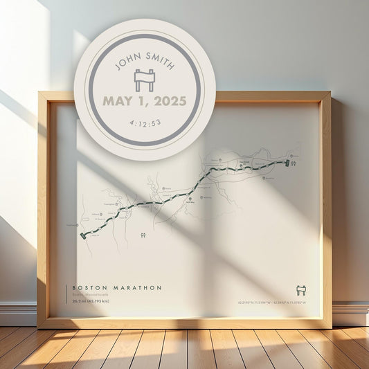 Boston Marathon Route Map Poster (Personalized)