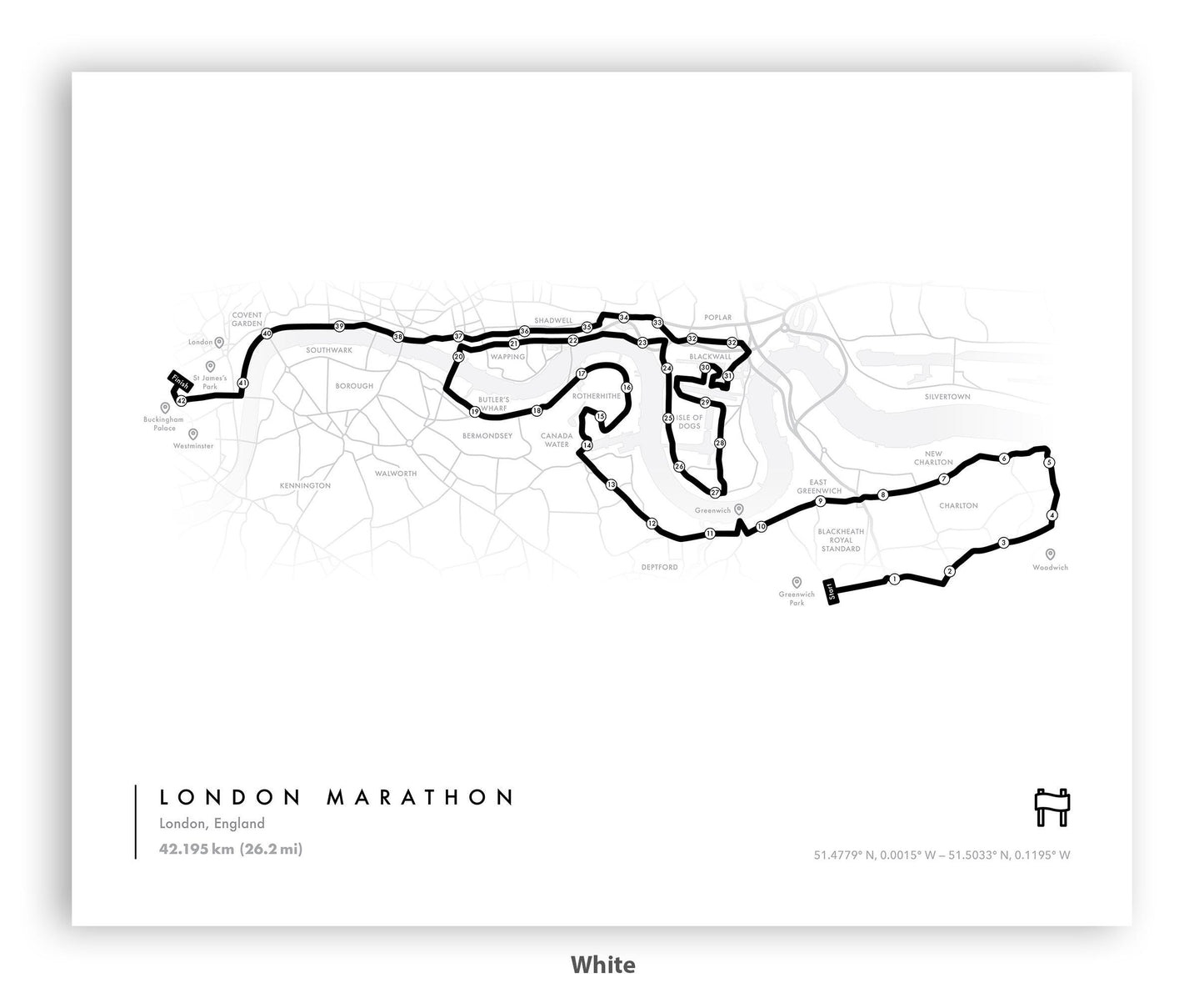 London Marathon Route Map Poster (Personalized)