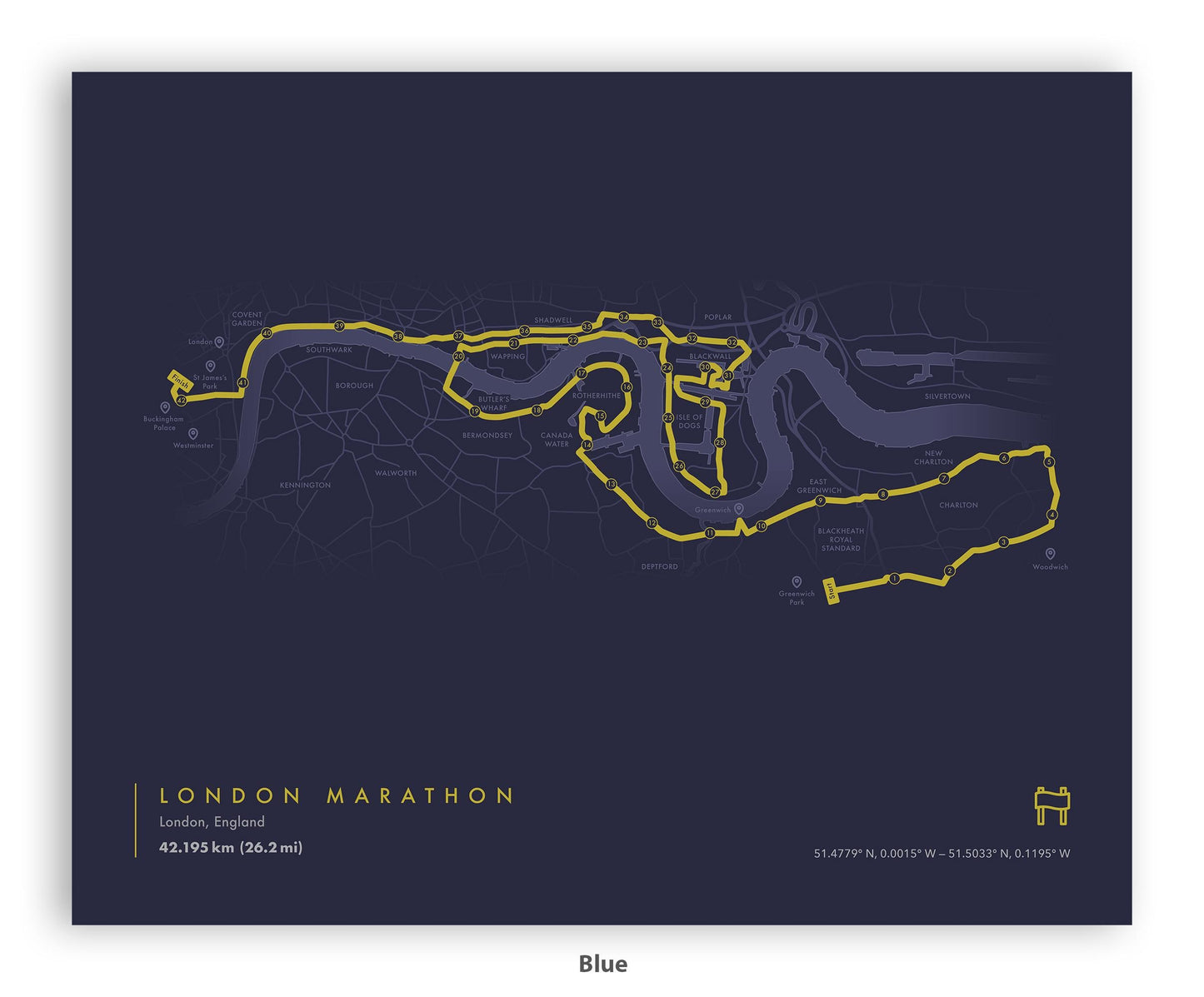 London Marathon Route Map Poster (Personalized)