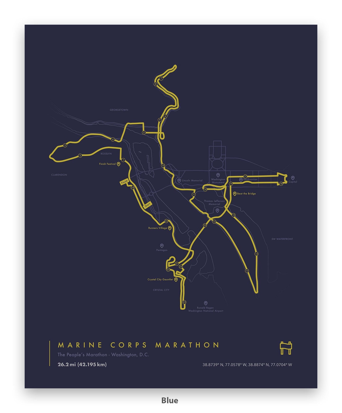 Marine Corps Marathon Map (Personalized)