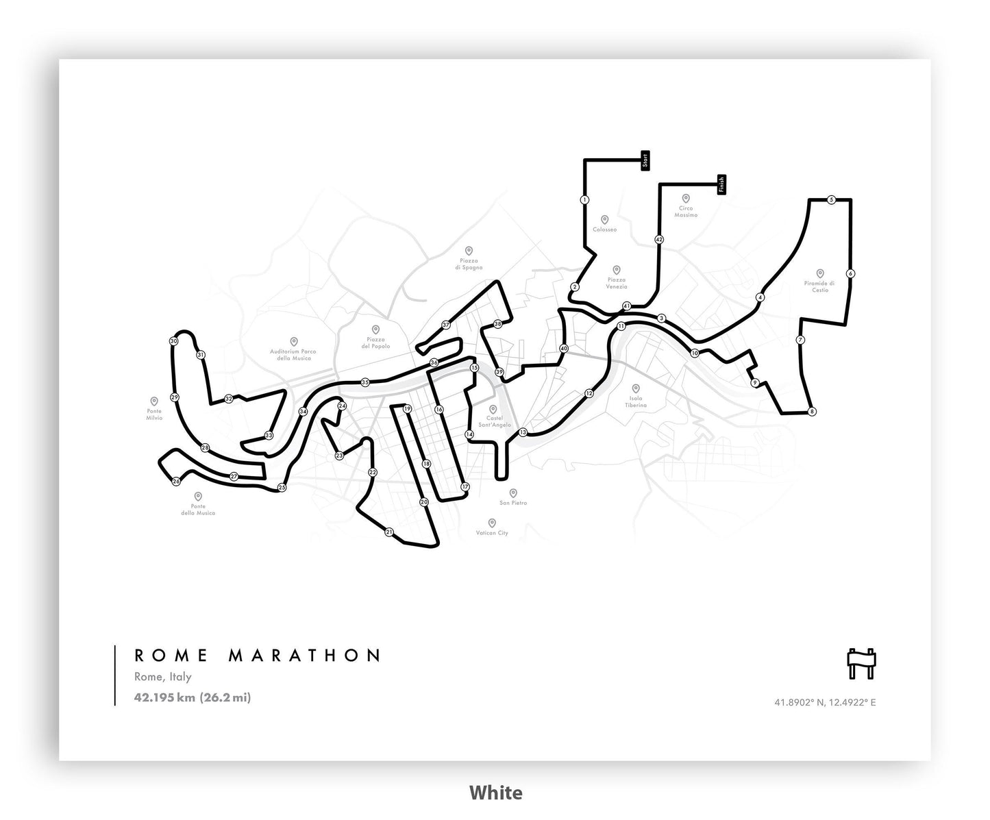 Rome Marathon Route Map Poster (Personalized)