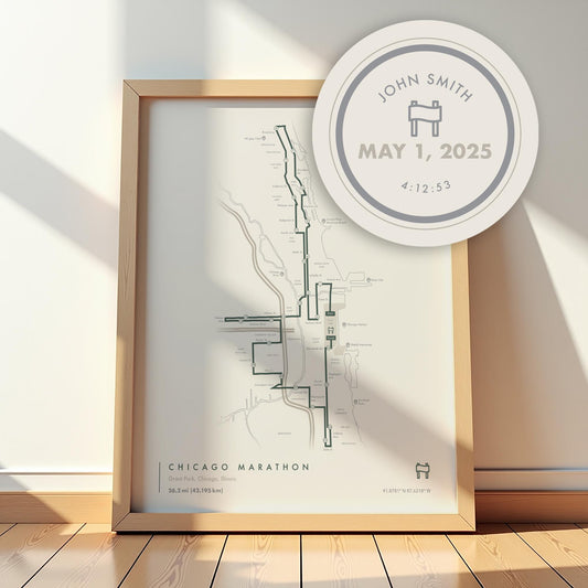 Chicago Marathon Route Map Poster (Personalized)