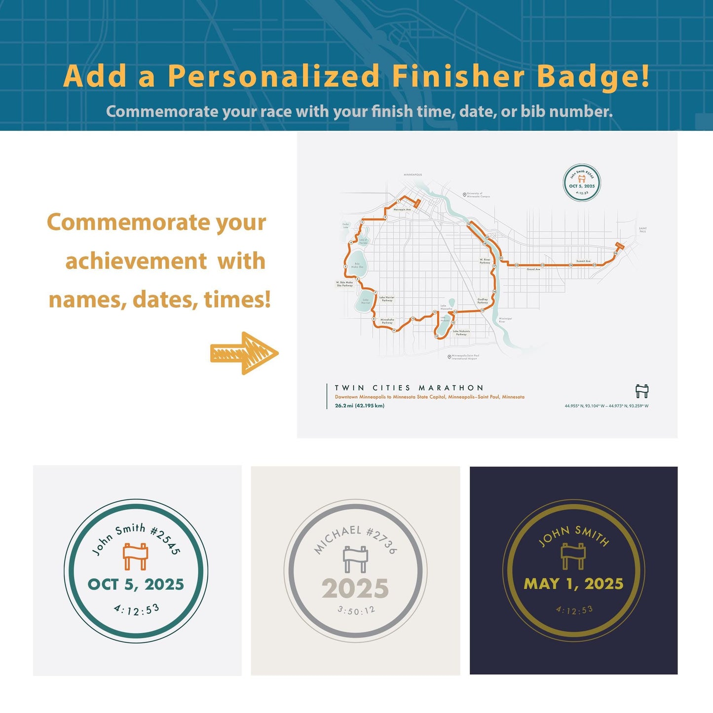 Twin Cities Marathon Map (Personalized)