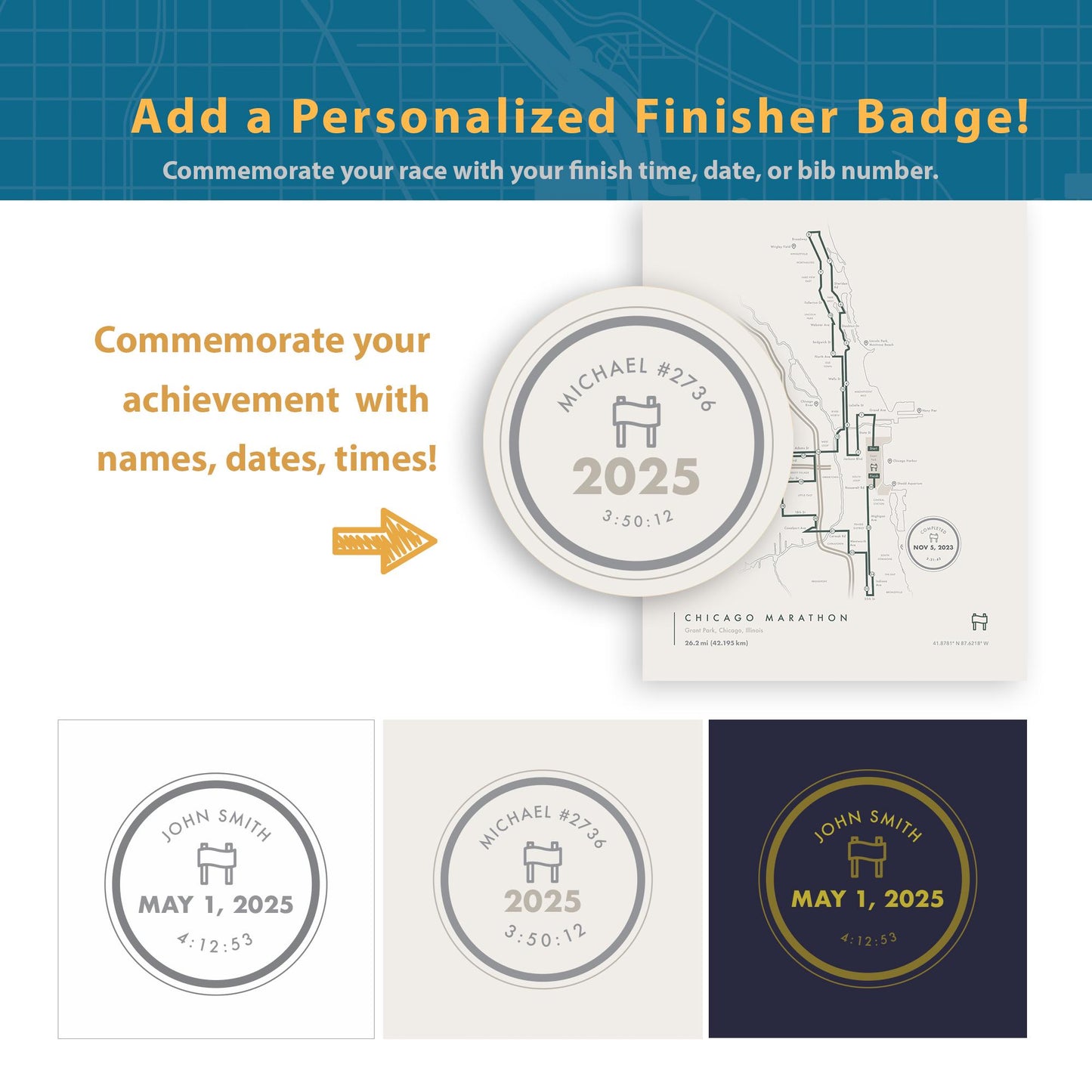 Amsterdam Marathon Route Map Poster (Personalized)