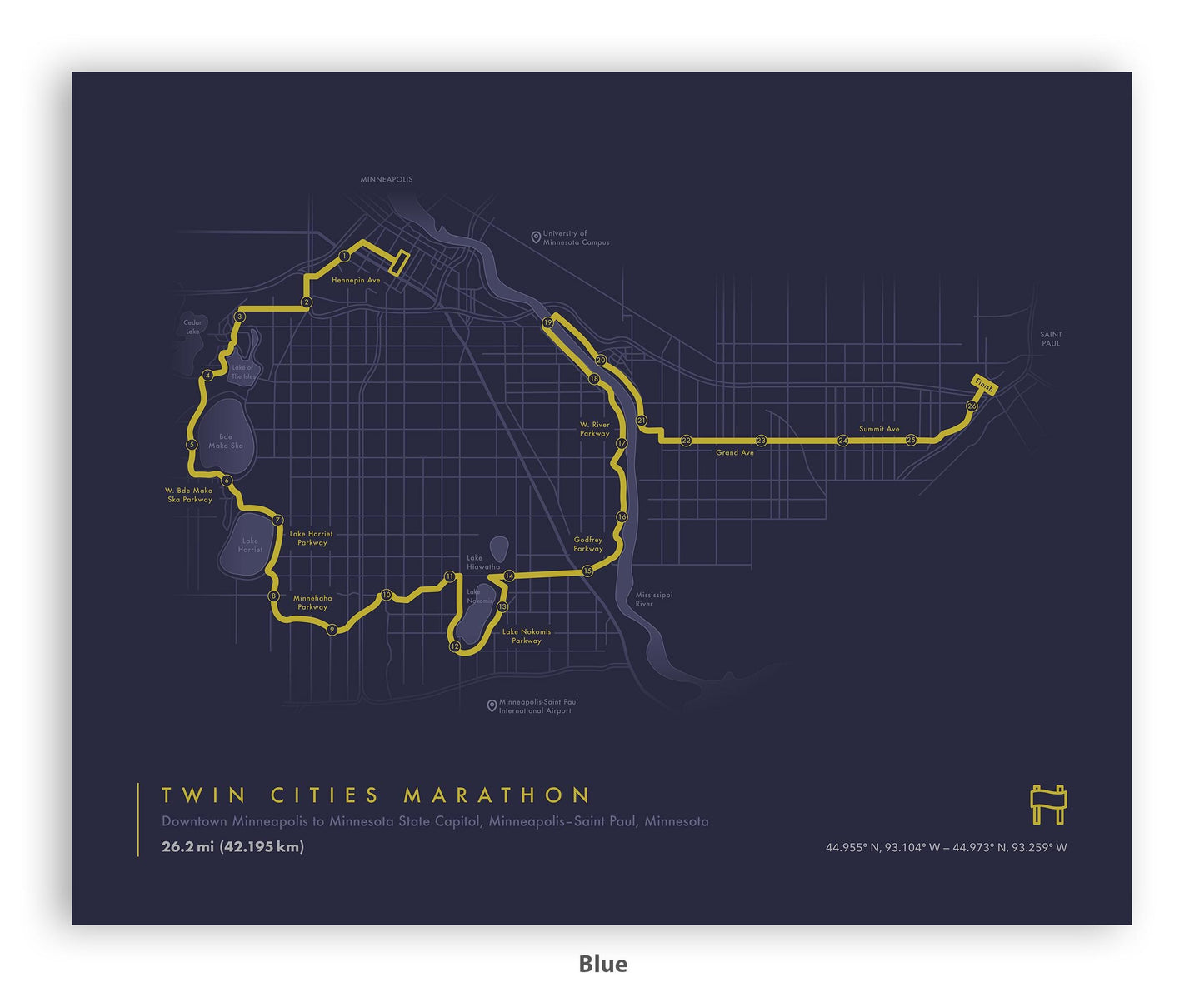 Twin Cities Marathon Map (Personalized)