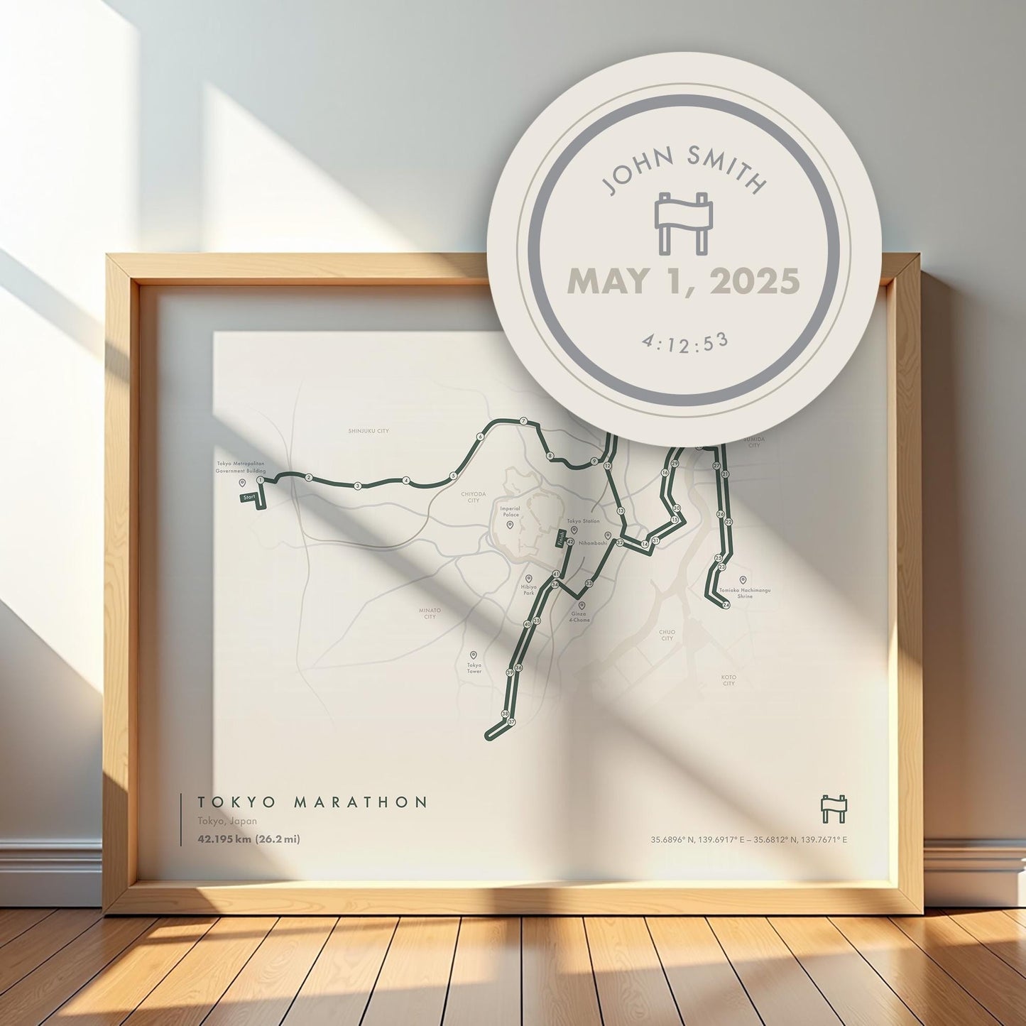 Tokyo Marathon Route Map Poster (Personalized)