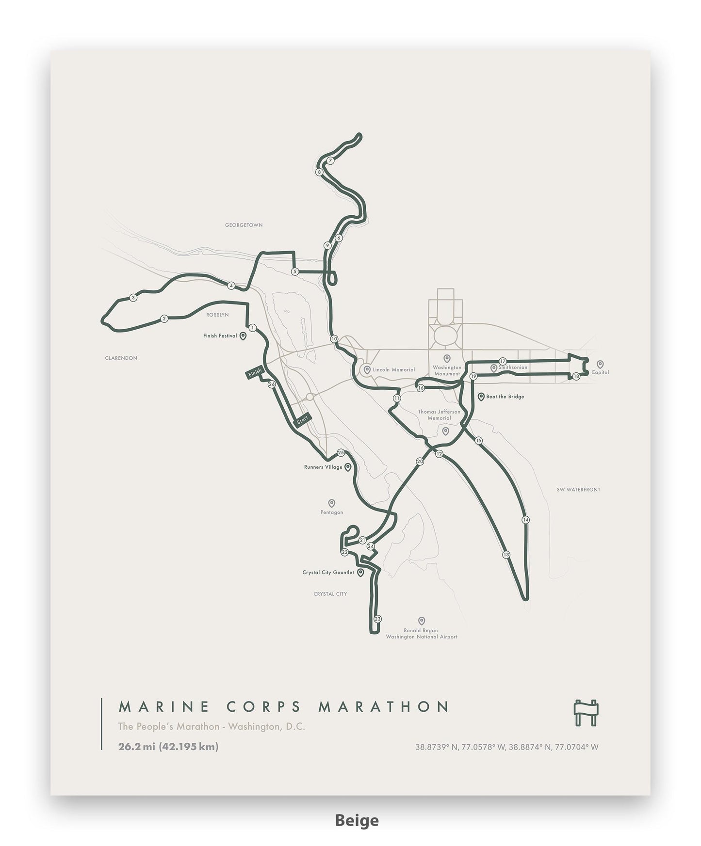 Marine Corps Marathon Map (Personalized)